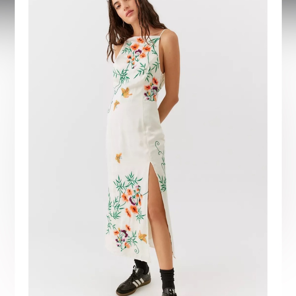 UO Phoenix Embroidered Midi Dress